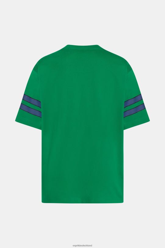 Männer Esprit Smaragdgrün T-Shirt mit grafischem Print und gestreiften Ärmeln T-Shirts 0BN00806