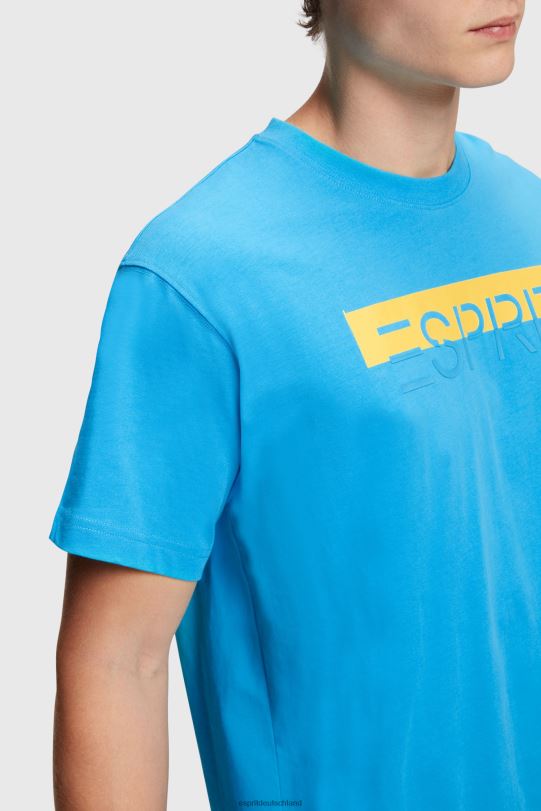 Männer Esprit Türkis Mattglänzendes T-Shirt mit Logo-Applikation T-Shirts 0BN00618