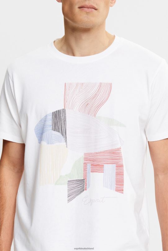 Männer Esprit Weiß Illustrations-T-Shirt aus nachhaltiger Baumwolle T-Shirts 0BN00939