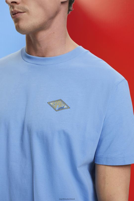 Männer Esprit hellblauer Lavendel T-Shirt mit Logo-Print T-Shirts 0BN00602