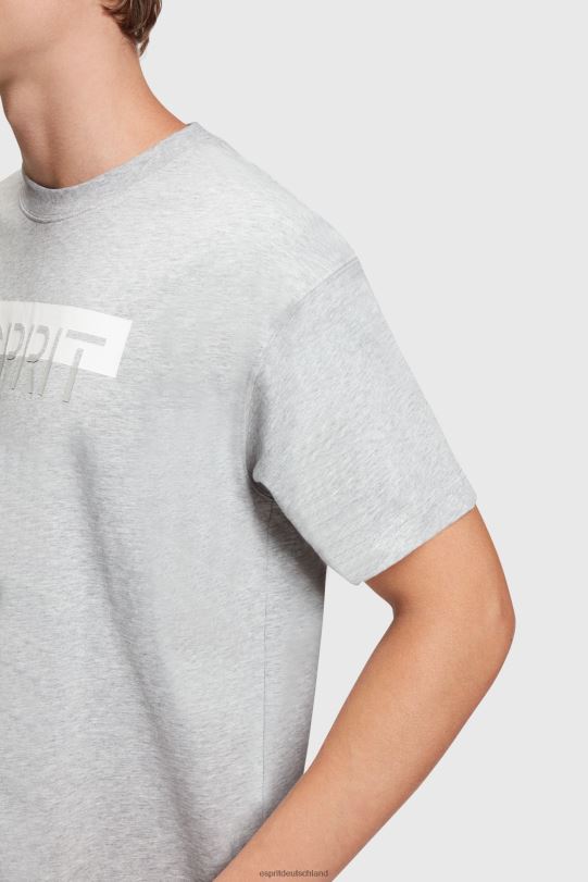 Männer Esprit hellgrau Mattglänzendes T-Shirt mit Logo-Applikation T-Shirts 0BN00615